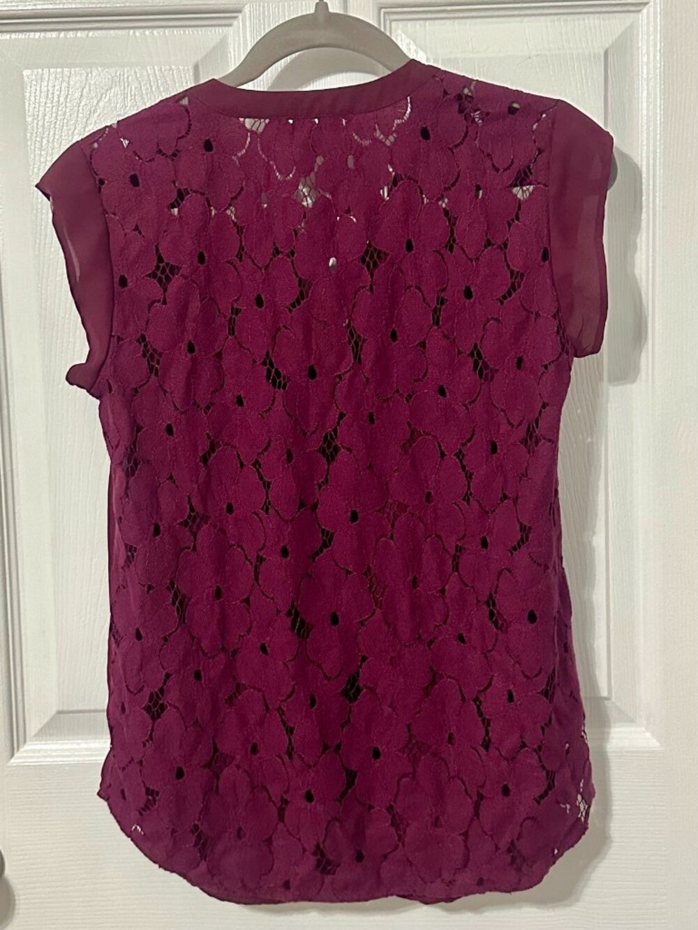Daniel Rainn Maroon Top with Floral Lace Back, Size XS